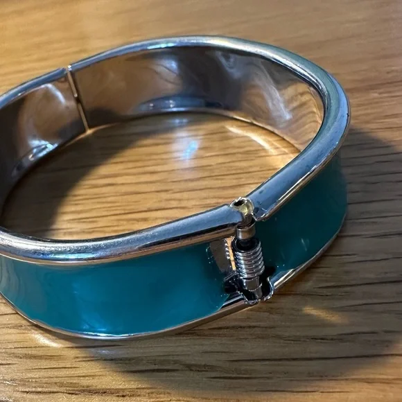 Blue Enamel and Silver Bangle Bracelet - Picture 3 of 3